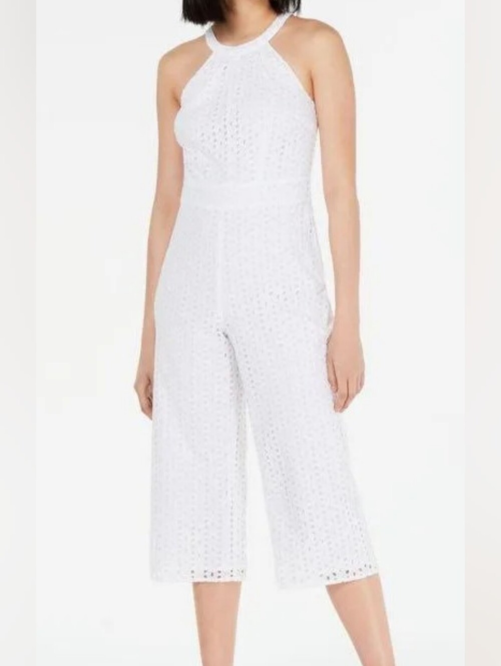 MAISON JULES Sleeveless Eyelet Cropped Jumpsuit Sz 8 Not